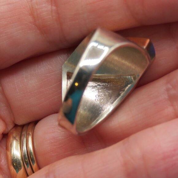 Jay King Desert Rose Trading Lapis Sterling Silver Copper Ring Size 10 - Picture 7 of 8